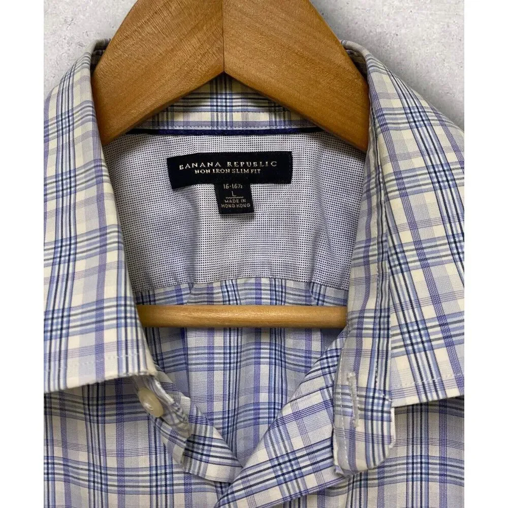 Banana Republic Men's Long Sleeve Casual Button Down Shirt Blue White Size Large